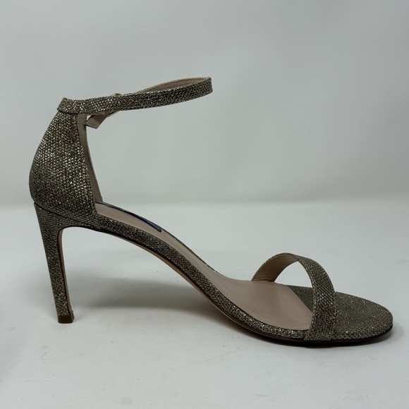 Stuart Weitzman Nudist Gold Glitter Sandals Heels Women’s Size 11 EUC - Picture 12 of 15
